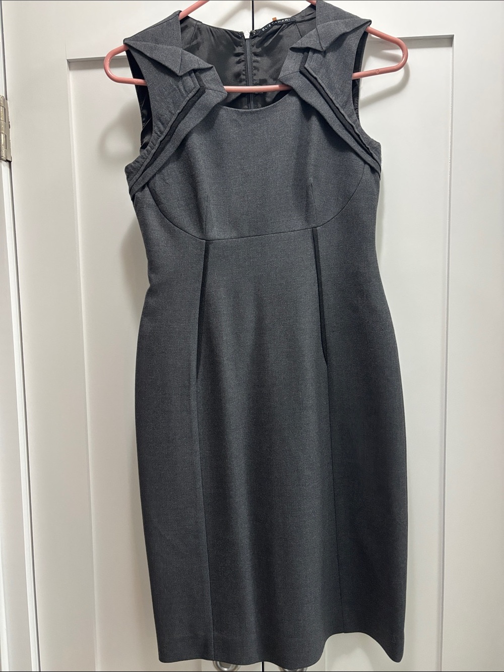 Elie Tahari Gray Sleeveless Tailored Dress